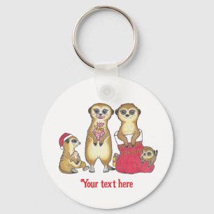 Cute meerkats Christmas Holiday keychain