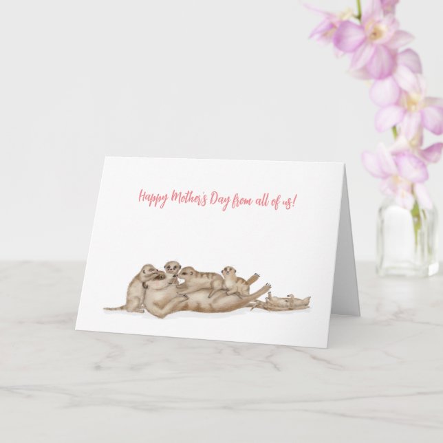 Cute meerkats Mother's Day card for big family (Orchid)