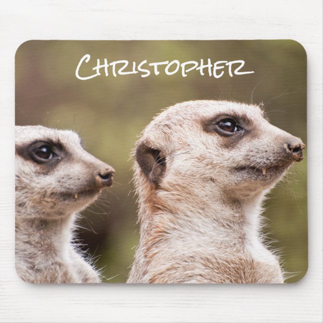 Cute Meerkats Photo Personalised Mouse Mat (Front)