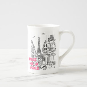 Cute Meet Me in Paris – French Café & Eiffel Tower Bone China Mug