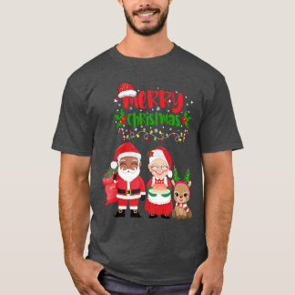 Cute Melanin Santa Mrs Claus Interracial Family Ch T-Shirt