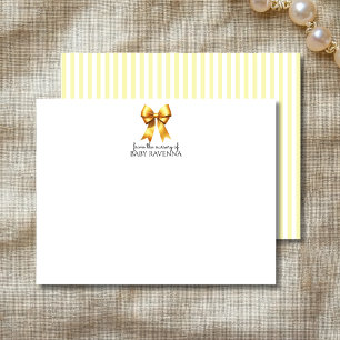 Cute Mellow Yellow Baby Bow Nursery Note Card