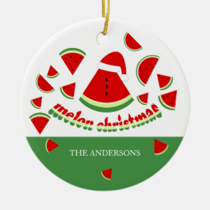 Cute Melon Merry Christmas Illustration Ceramic Tree Decoration