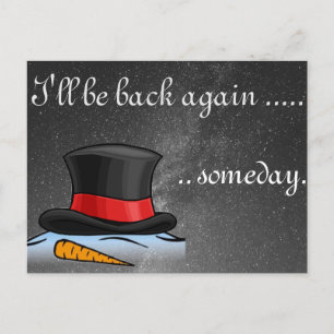 Cute melted Snowman Silk Hat Holiday Postcard