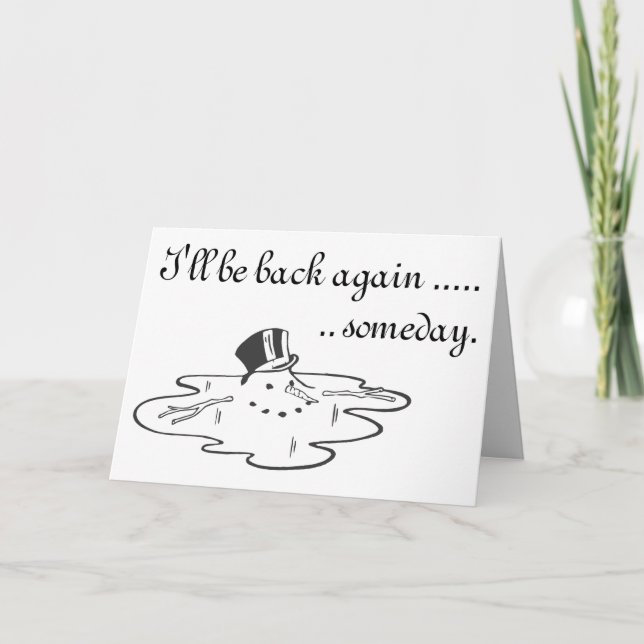 Cute melted Snowman Top Hat Holiday Card (Front)