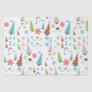 Cute Melting Snowman Funky Christmas Trees Tissue Paper