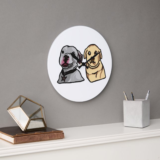 Cute Meme Dogs Large Clock (Office)