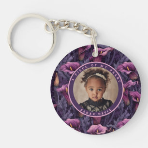 Cute memorial keepsake Calla Lilies Floral Key Ring