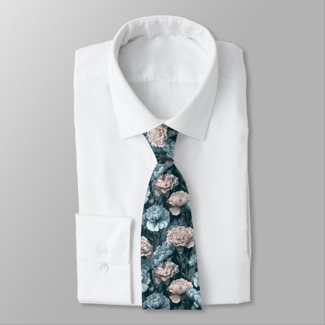 Cute Men Gifts Carnation Floral Tie (Tied)