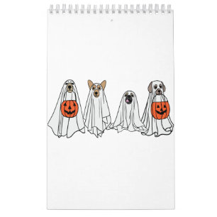 Cute men women Halloween dog dogs ghost pumpkin co Calendar