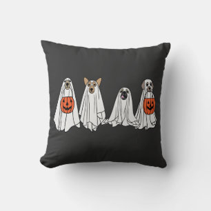 Cute men women Halloween dog dogs ghost pumpkin co Cushion
