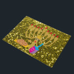 Cute Menorah & Dreidel Gold Faux Glitter Doormat<br><div class="desc">Beautiful Doormat for Hanukkah,  Featuring Cute Menorah & Dreidel Gold Faux Glitter Design</div>
