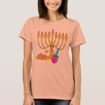 Cute Menorah & Dreidel T-Shirt<br><div class="desc">Pretty T-Shirt Dress for a Hanukkah Party,  Featuring Cute Menorah & Dreidel Design</div>