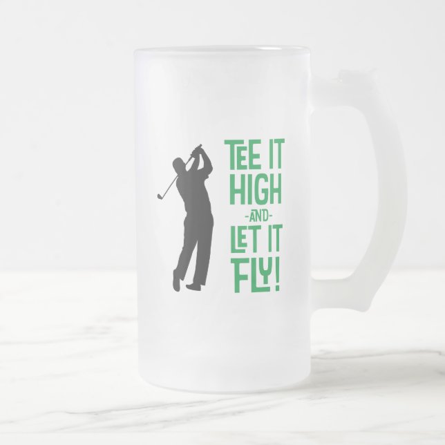 Cute Men's Golf Tee Funny Humour Sports Black Gree Frosted Glass Beer Mug (Right)