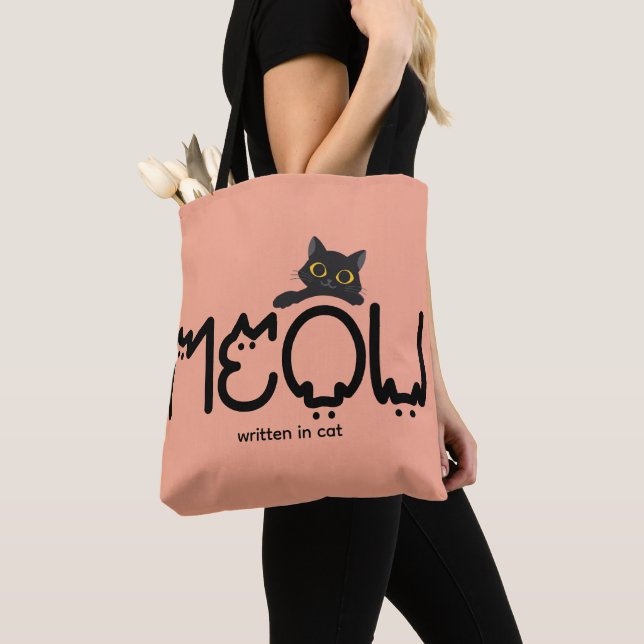 Cute MEOW Cat Mum Minimalist Tote Bag (Close Up)