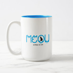 Cute MEOW Cat Mum Minimalist Two-Tone Coffee Mug