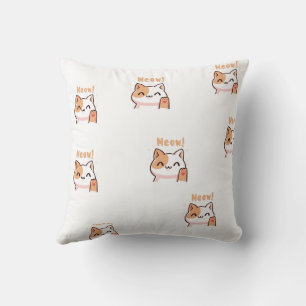 Cute Meow Cat Throw Pillow Kawaii Cat Cushion