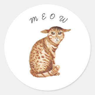Cute Meow Cat Watercolor Sticker