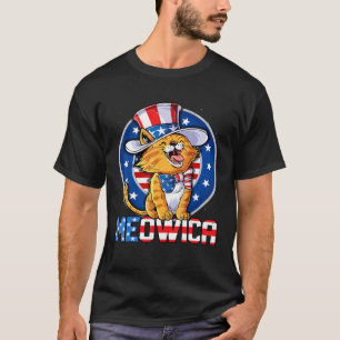 Cute Meowica 4th of July Kitty Cat USA American Fl T-Shirt