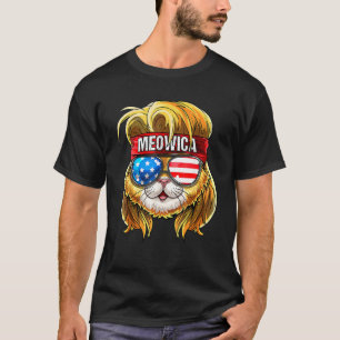 Cute Meowica Cat Mullet American Flag Patriotic 4t T-Shirt