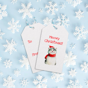Cute Meowy Cat Christmas Gift Tag