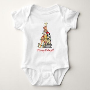 Cute Meowy Catmas Cats Christmas Tree Baby Bodysuit
