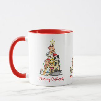 Cute Meowy Catmas Cats Christmas Tree Mug