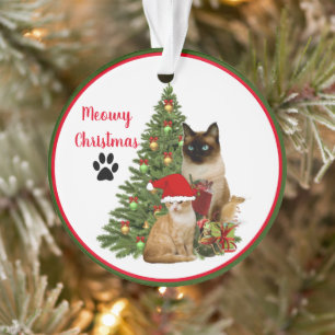 Cute Meowy Christmas Cat Friends Ornament
