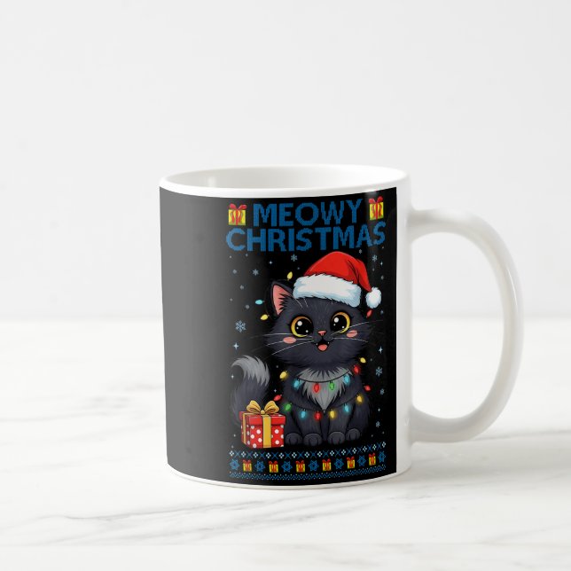 Cute Meowy Christmas Cat – Kawaii Holiday Kitty Te Coffee Mug (Right)