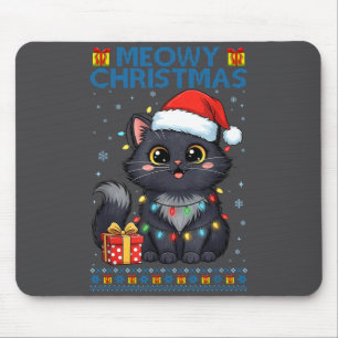 Cute Meowy Christmas Cat – Kawaii Holiday Kitty Te Mouse Mat