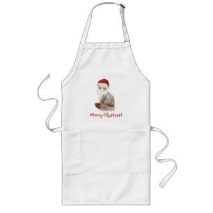 Cute Meowy Christmas Cat Long Apron