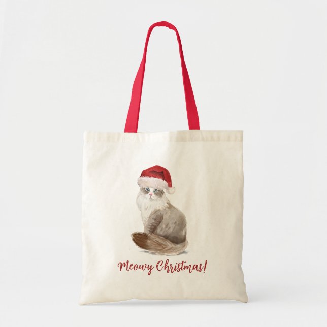 Cute Meowy Christmas Cat Tote Bag (Front)