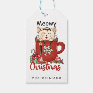 Cute Meowy Christmas Chocolate Coffee  Gift Tags