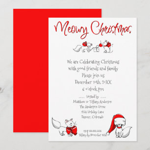 Cute Meowy Christmas Kitties Invitation