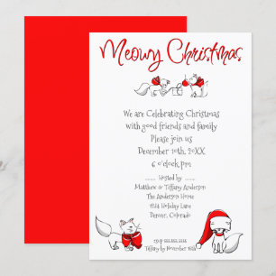 Cute Meowy Christmas Kitties Invitation