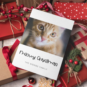 Cute Meowy Christmas Pet Photo Holiday Card