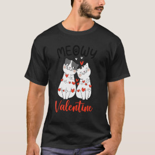 Cute Meowy Valentine Cat Kitten  Heart Valentines  T-Shirt