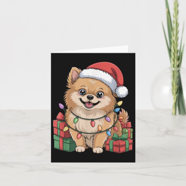 Cute Meranian Christmas Design Funny Dog Lover Hol Card (Front)