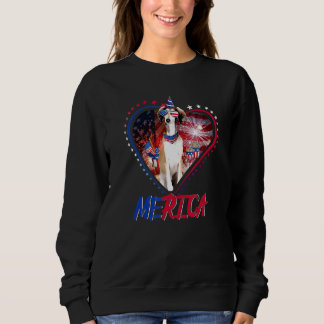Cute Merica Borzoi & Usa Flag Sunglasses 4th Of Ju Sweatshirt