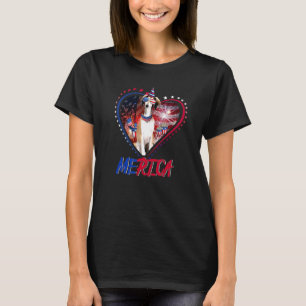 Cute Merica Borzoi & Usa Flag Sunglasses 4th Of Ju T-Shirt