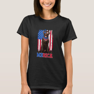 Cute Merica Chocolate Lab & Usa Flag Sunglasses 4t T-Shirt