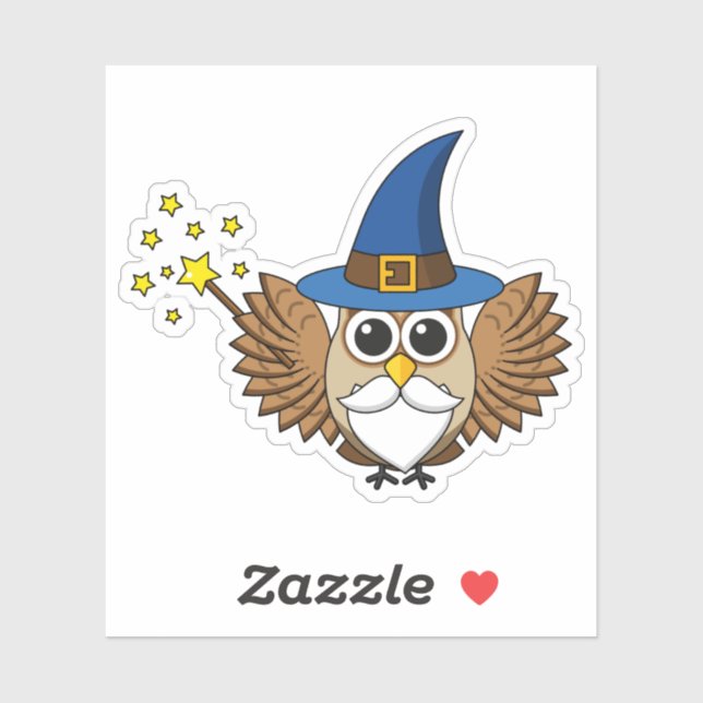 Cute Merlin the Wizard Owl Cartoon (Sheet)