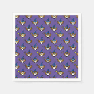Cute Merlin the Wizard Owl Cartoon Napkin