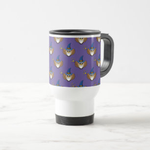 Cute Merlin the Wizard Owl Cartoon Travel Mug