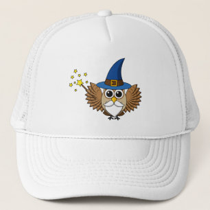 Cute Merlin the Wizard Owl Cartoon Trucker Hat