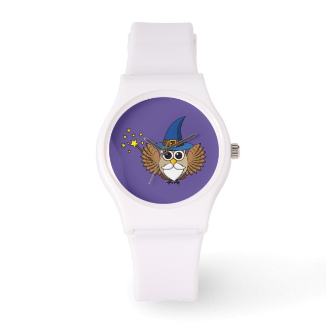 Cute Merlin the Wizard Owl Cartoon Watch (Front)