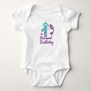 Cute Mermaid 1st Birthday Baby Bodysuit