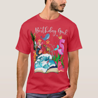 Cute Mermaid 5th Birthday Girl T-Shirt