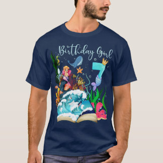 Cute Mermaid 7th Birthday Girl T-Shirt