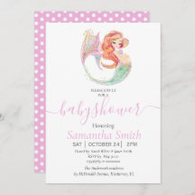 CUTE MERMAID BABY SHOWER Inviation